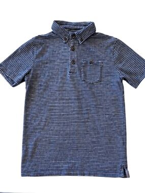 Hope & Henry Boys Blue Striped Polo Shirt L 12/14 Organic Cotton